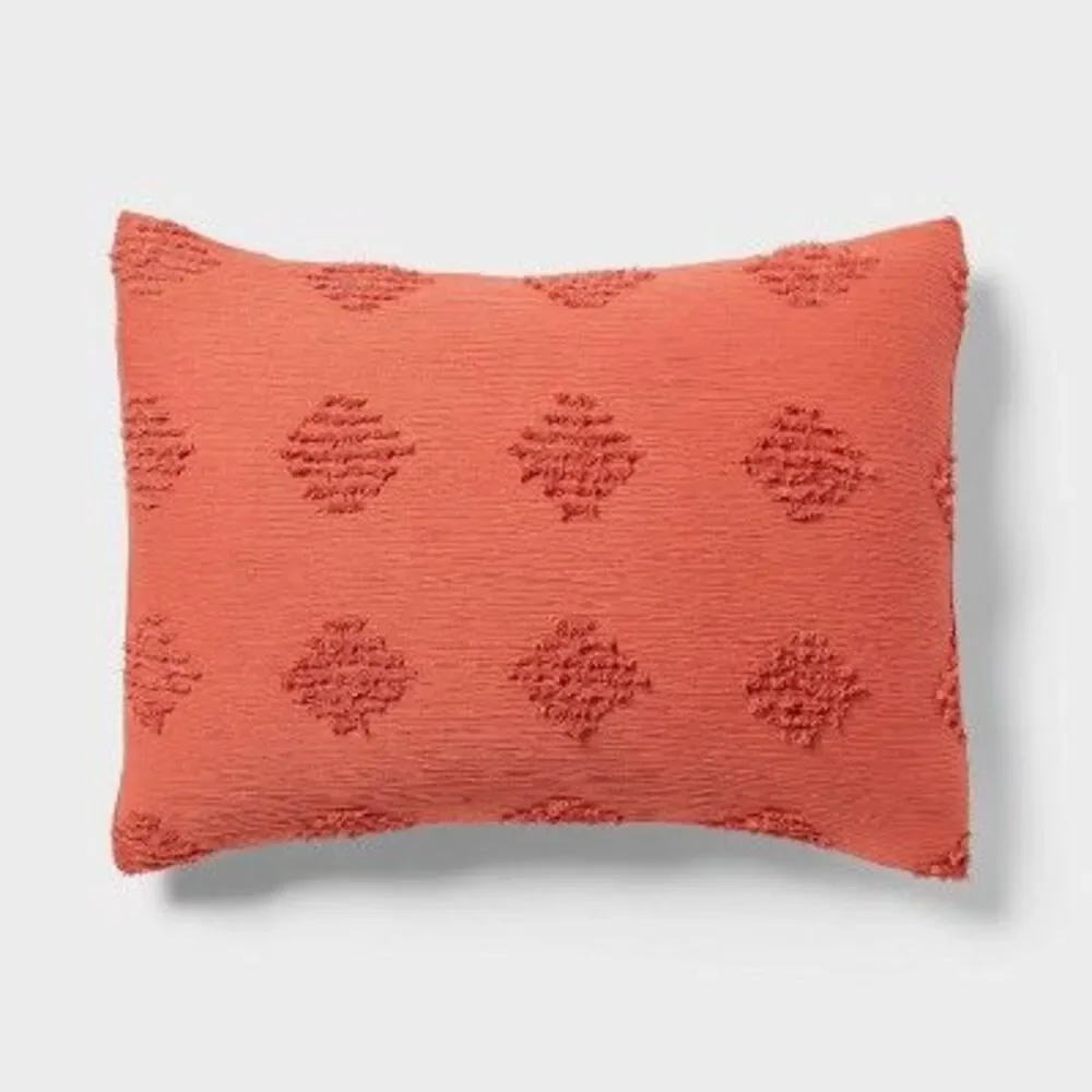 Threshold - Full/Queen Tufted Diamond Crinkle Comforter and Sh Melon Pink